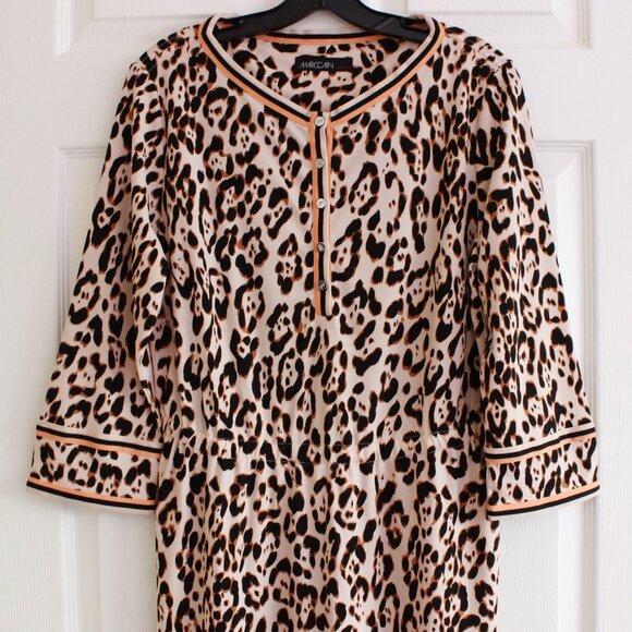 MARC CAIN Animal Print Dress In Beige Knee-Length Stretch - Picture 4 of 14